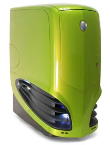 An alien-green Alienware tower computer